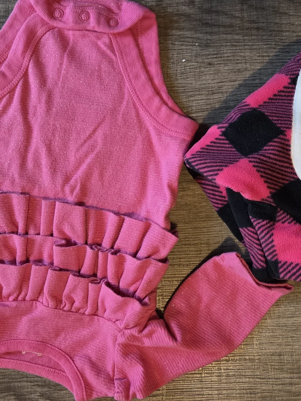 Carter's Pink and Black Buffalo Plaid Hooded One-Piece with Heart